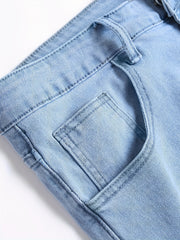 Slim Fit Toy Bear Ripped Jeans Men's Casual Denim Pants