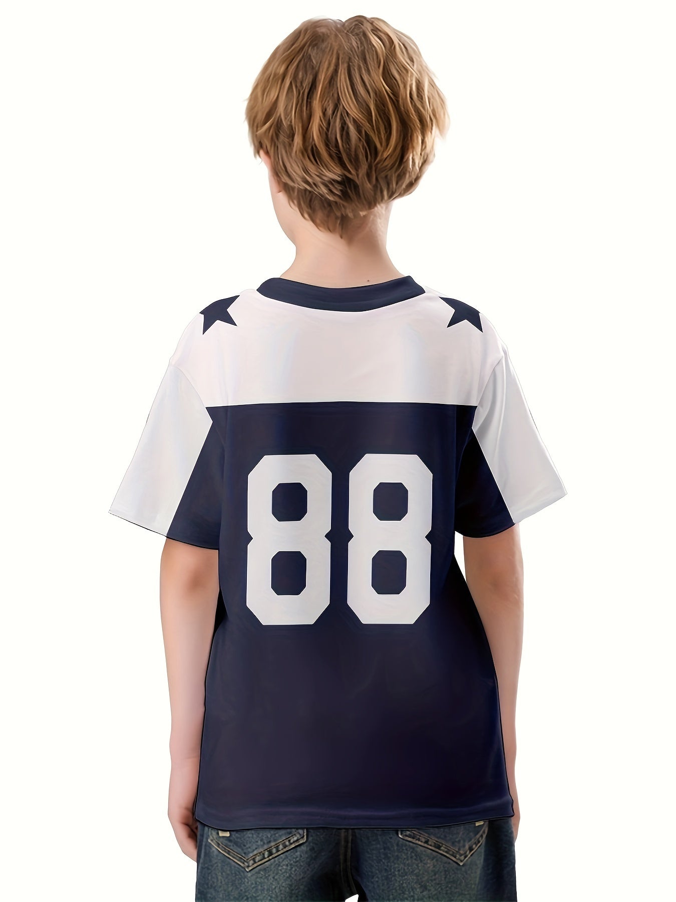 Boy's Breathable Short Sleeve Sports T-Shirt, Creative Pattern Casual Top