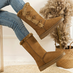 Women's Horn Buckle Snow Boots Soft Comfortable Top Snow
