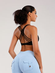 Wireless Sports Bra Criss Cross Back Yoga Workout Bra