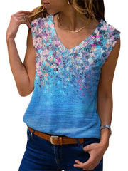 Women's V-Neck Floral Print Sleeveless Cami Top