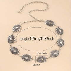 Boho Carved Metal Chain Belt for Women