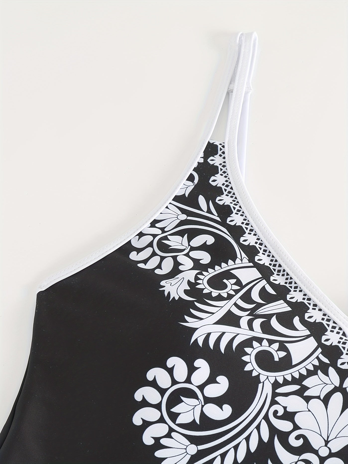 Plus Floral Print Boho Tankini Set Women's Plus Size Cami Top & Shorts 2 Piece