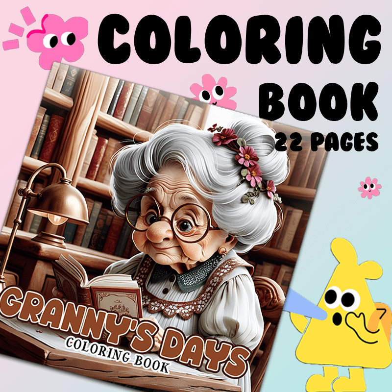 Deluxe Edition Vibrant Granny Adult Coloring Book 22 Pages 20x20cm