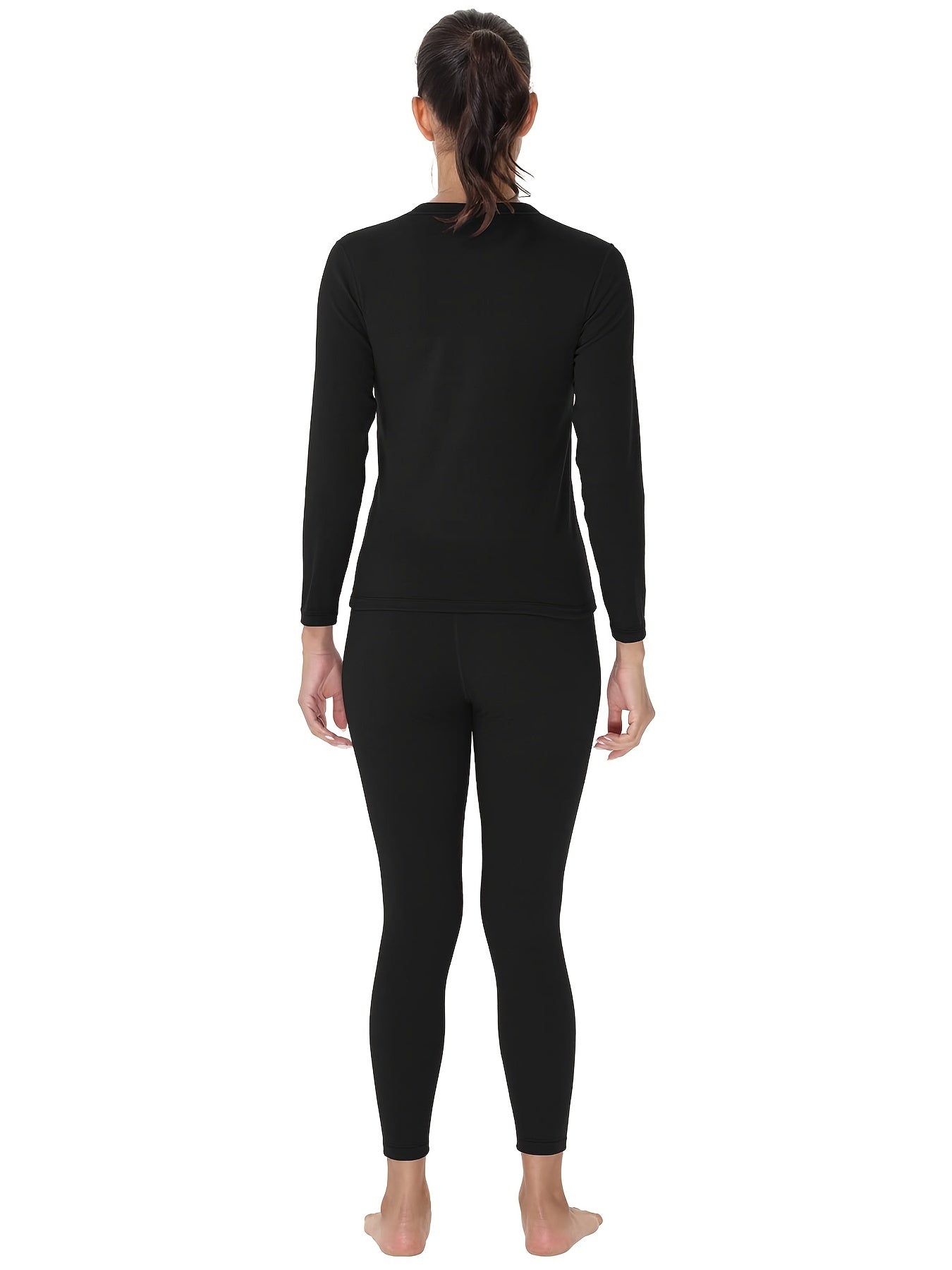 2pc Warm Yoga Set: Thermal Top & Workout Leggings