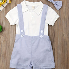 Newborn Baby Boys Gentleman Outfits Romper Top Pants Bowtie Set