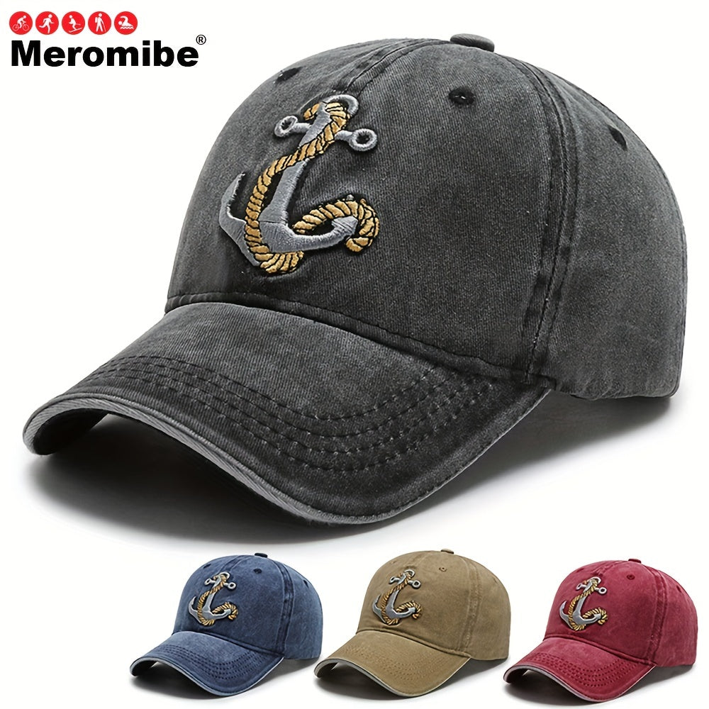 Meromibe Anchor Embroidered Baseball Cap Lightweight Adjustable Trucker Sun Hat