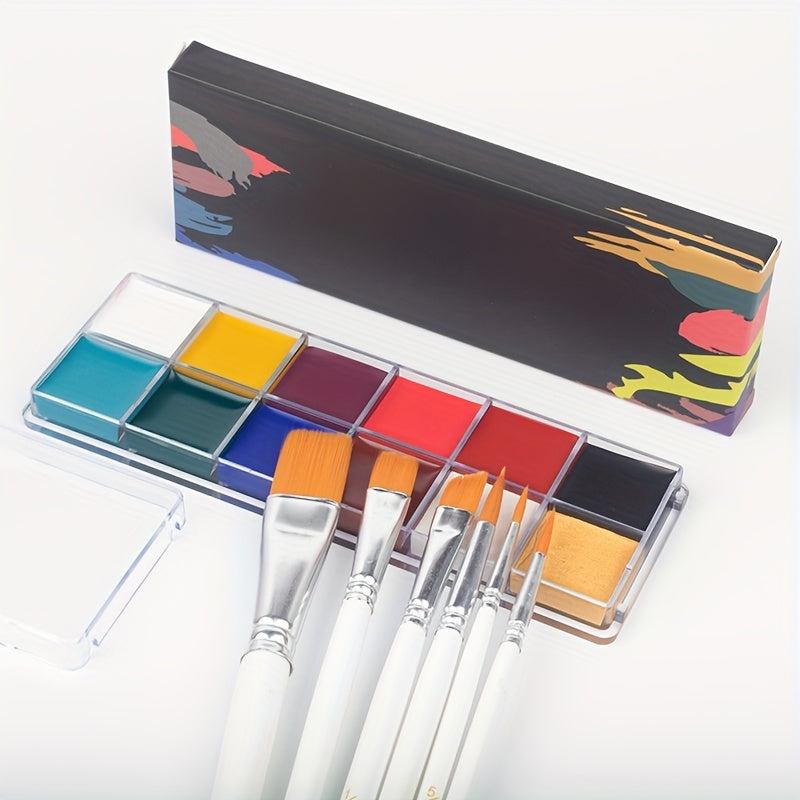 12 Colors Face Body Paint Palette with Brushes