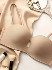 Seamless Glossy Balconette Bras Breathable T shirt Bras Women's Lingerie