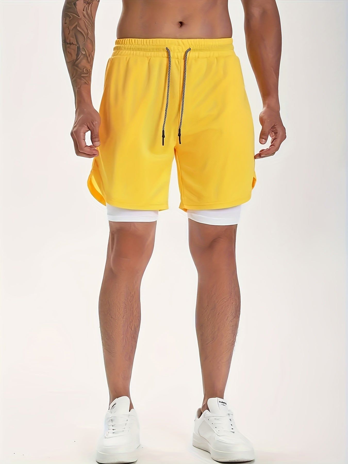 Men's 2 in 1 Double Layer Stretch Sports Shorts