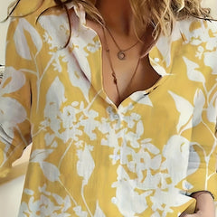 Casual Blouse Women's Floral Print Button Up Long Sleeve Shirt