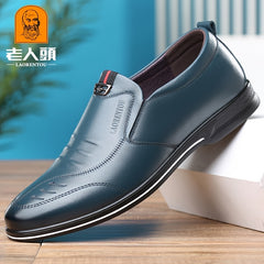LAORENTOU Men's Leather Oxford Shoes Slip On Dress Shoes For Wedding Business