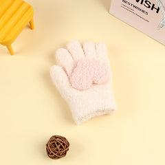 Kids Heart Decor Fuzzy Gloves Winter Warm Baby Coldproof Gloves