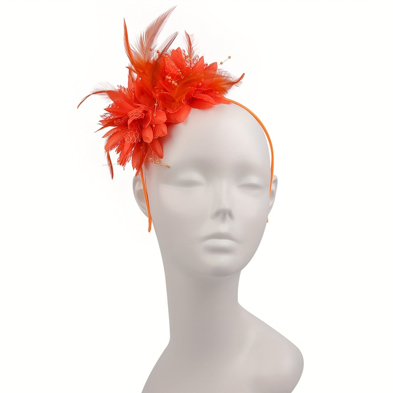 Faux Feather Flower Headband Fancy Tea Party Derby Cocktail Hat