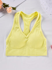Ribbed Wireless Sports Bra Breathable Workout Tank Bra Women's Lingerie