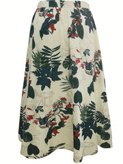 Plus Tropical Print Maxi Skirt With Pockets