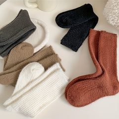 5 Pairs Warm Fuzzy Mid Tube Socks Women's Stockings
