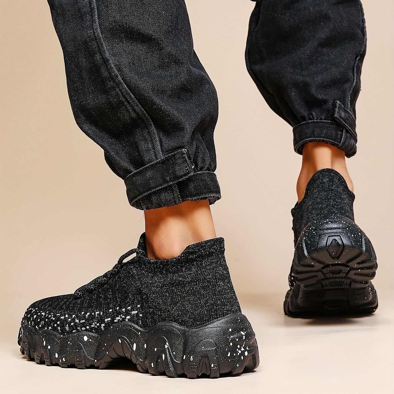 Men's Weave Knit Lace Up Casual Shoes Lightweight Sneaker