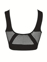 Fishnet Stitching Sports Bra Hollow Out Yoga Fitness Bra