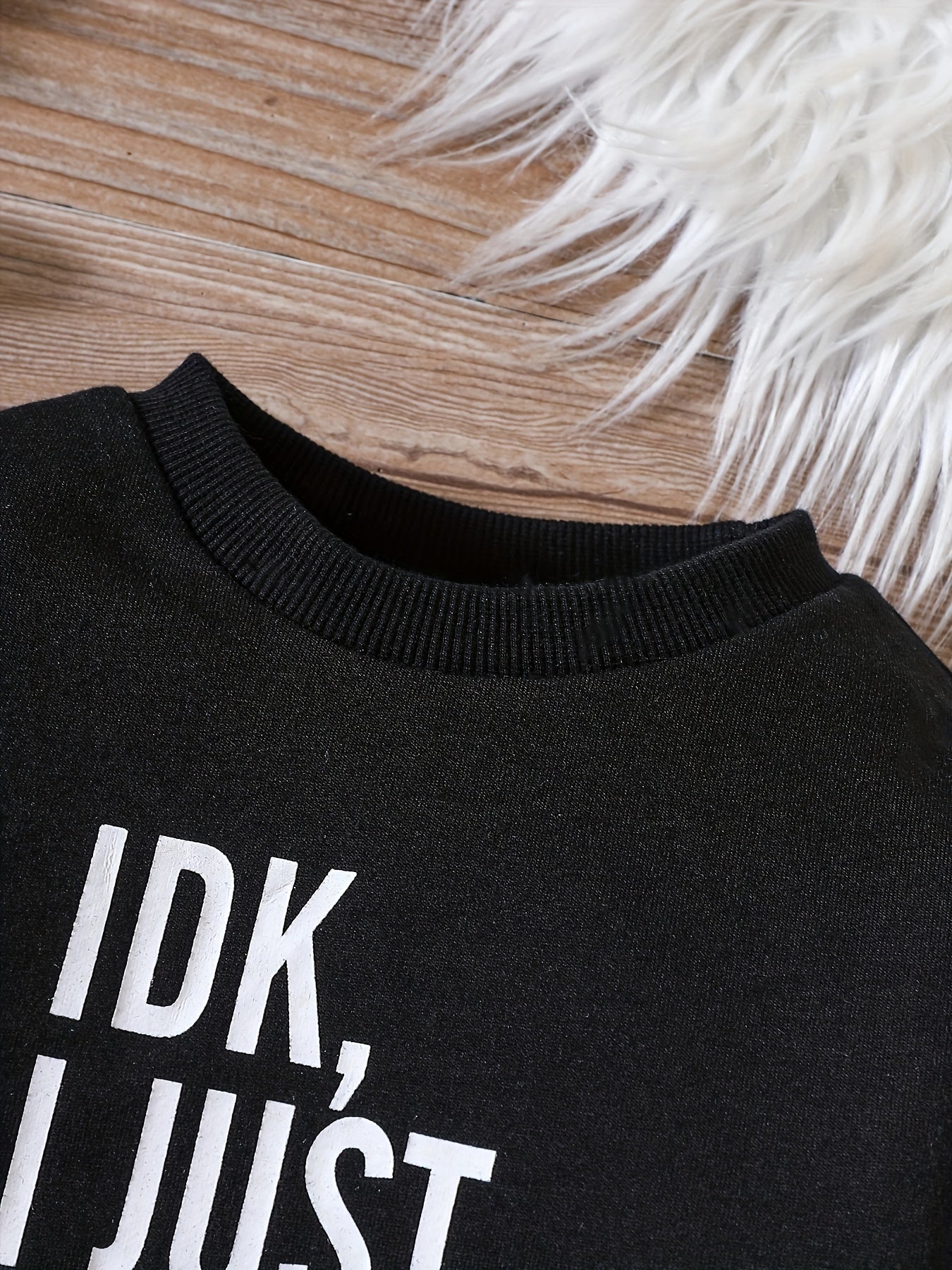 Baby Boy's Round Neck Pullover Letter Print Long Sleeve Sweatshirt