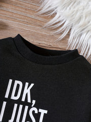 Baby Boy's Round Neck Pullover Letter Print Long Sleeve Sweatshirt