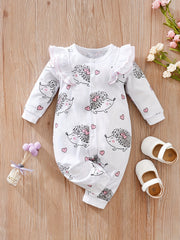 Baby Girls Hedgehog Graphic Print Romper Jumpsuit