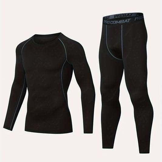 Men's Long Sleeve Compression Shirt & Legging for Fitness