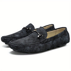Metal Buckle Flat Loafers Soft Sole Slip On Shoes