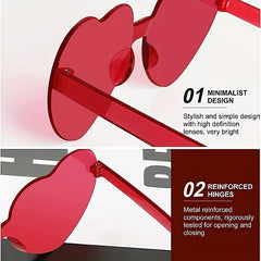 Heart Shaped Rimless Sunglasses Love Theme Funny Candy Decorative Glasses