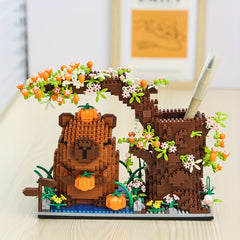 1800pcs Kapibara Pen Holder Building Blocks Set DIY Assembly Toy