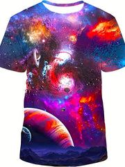 Galaxy Graphic T-shirt 3D Print Crew Neck Tee Top Men's Clothing