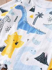 Dinosaur Print Romper Long Sleeve Jumpsuit for Baby