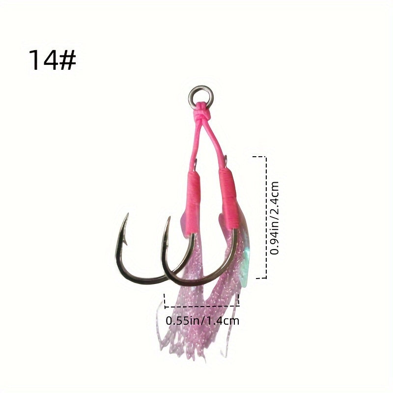 5pcs Double Assist Hooks Carbon Steel Fishing Hook For Vertical Jigging