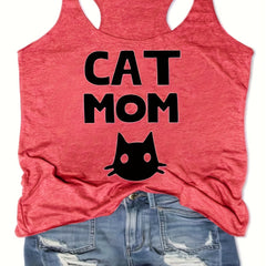 Cat Mom Graphic Casual Sports Tank Top Sleeveless Shirts
