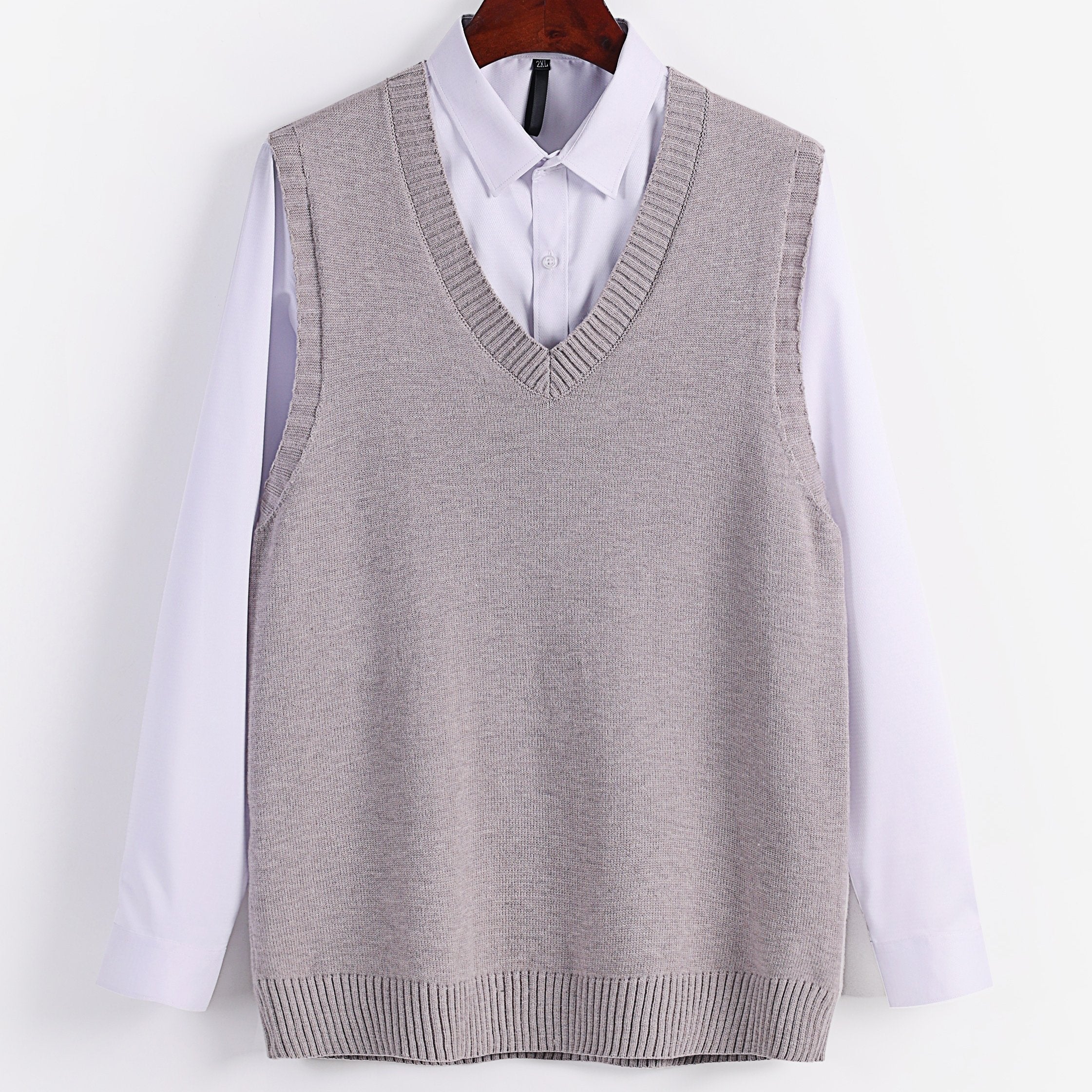 Men's V Neck Knitted Sweater Vest for Autumn Winter