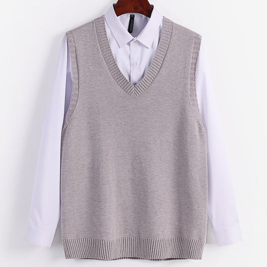 Men's V Neck Knitted Sweater Vest for Autumn Winter