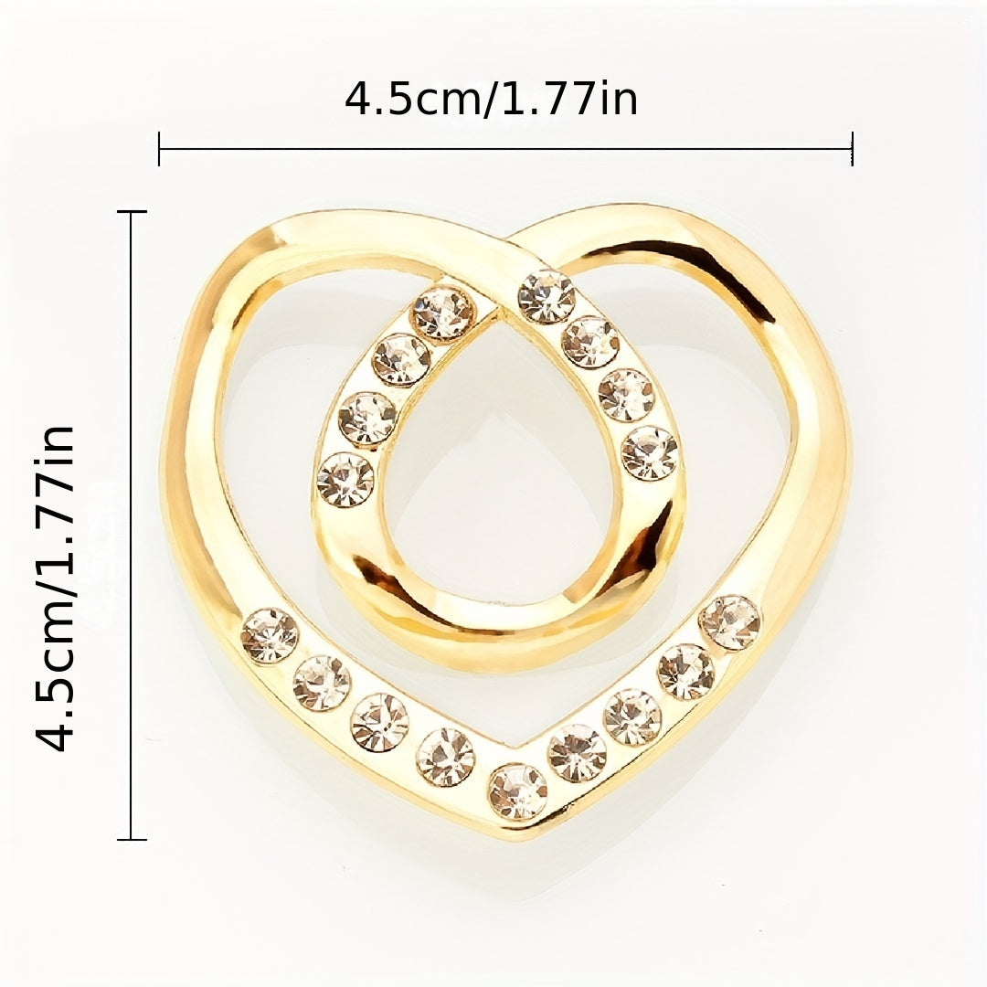 Crystal Rhinestone Heart Scarf Clip Buckle Shawl T Shirt Jewelry