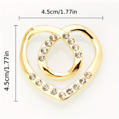 Crystal Rhinestone Heart Scarf Clip Buckle Shawl T Shirt Jewelry