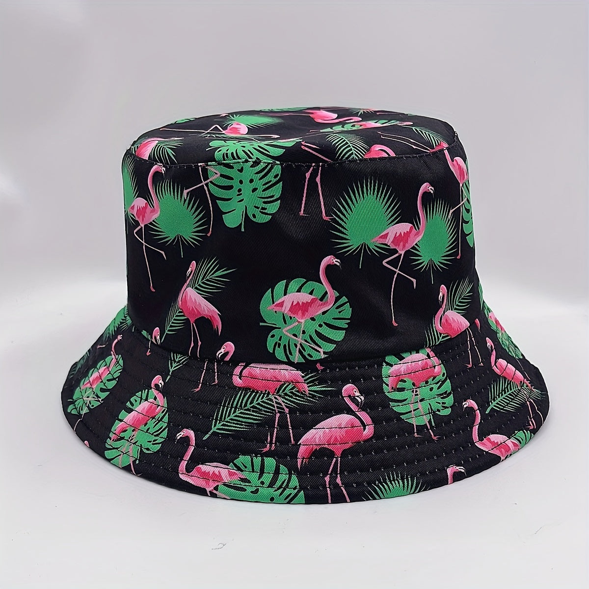 Leaf Flamingo Print Bucket Hat Reversible Sunscreen Basin Hat Lightweight