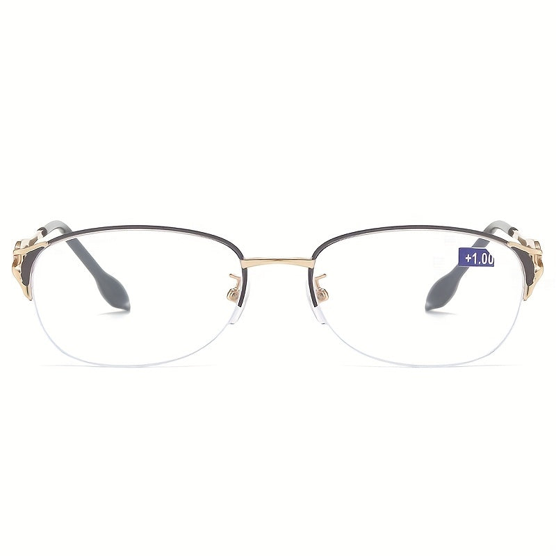 Light Blocking Reading Glasses Oval Semi Rimless Presbyopic Glasses
