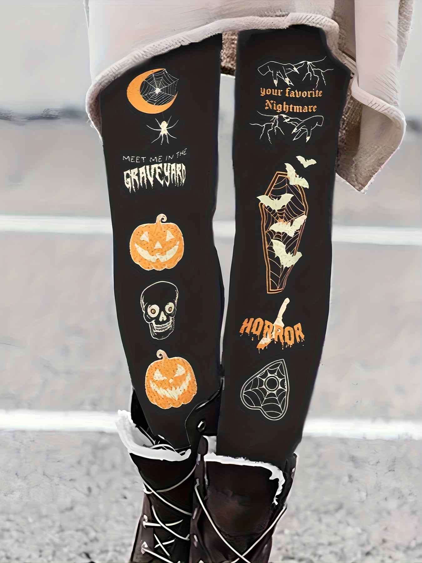 Halloween Print Skinny Leggings Butt Lifting Stretchy Leggings Women's Clothing