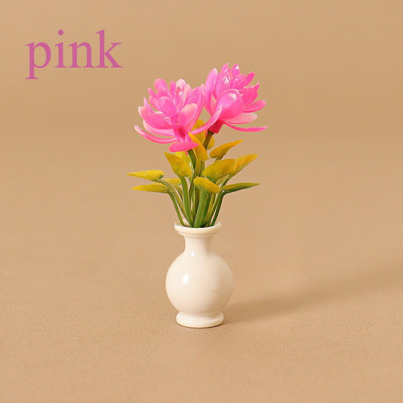 Colorful Mini Flower Arrangement in Vase for Dollhouses
