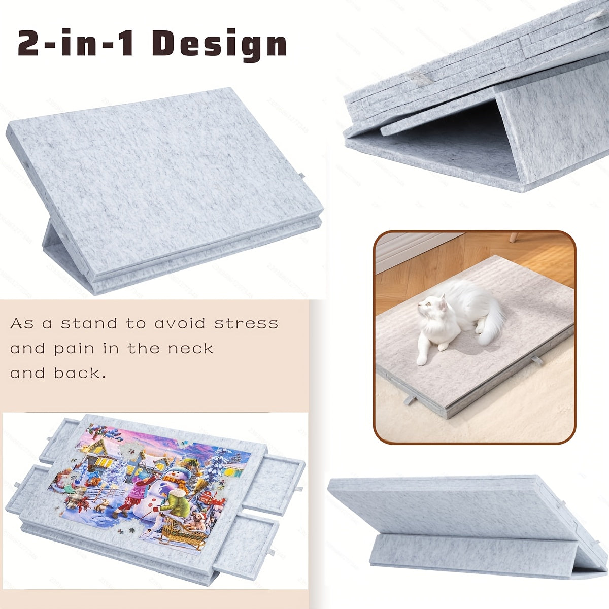 Foldable Puzzle Mat with Stand and Drawers, Up to 500pcs, 9mm Thickness