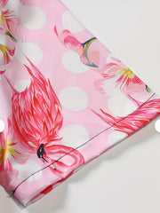 Flamingo Print Men's Casual Short Sleeve Shirt for Summer