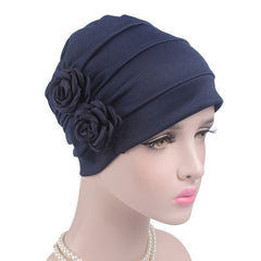 Solid Turban Cap Hair Caps Women's Flower Headwear Beanies Chemo Hat