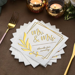 20pcs Mr And Mrs Foil Beverage Napkins Wedding Shower Table Decor
