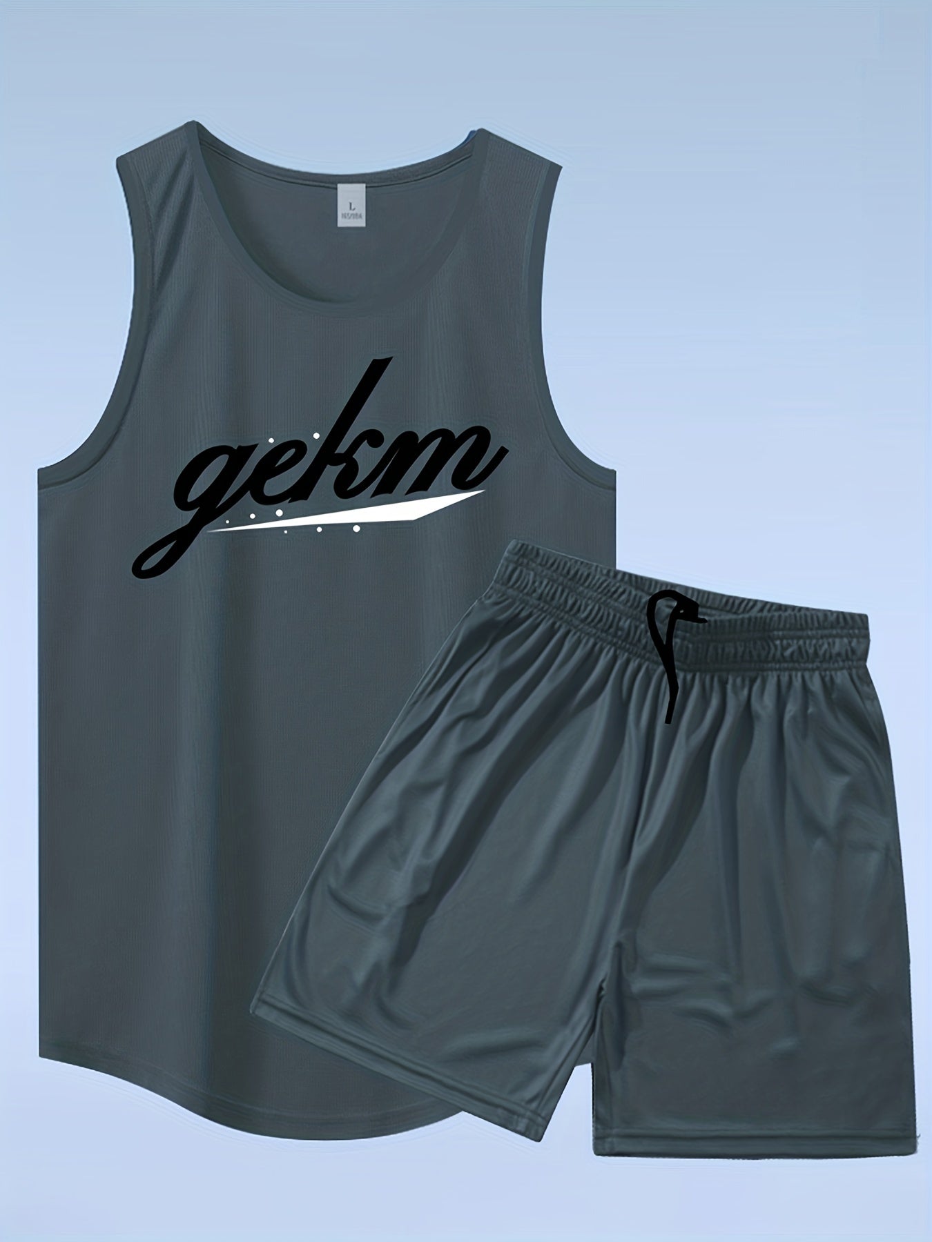 Men's Letter Print Tank Top and Drawstring Shorts Set