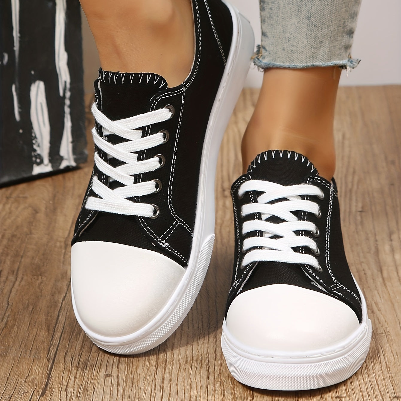 Women's Casual Canvas Lace-Up Shoes Lightweight & Comfortable