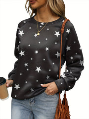 Women's Star Print Pullover Sweatshirt for Fall & Winter