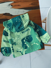Boys Dinosaur Print Hooded Zip Up Jacket